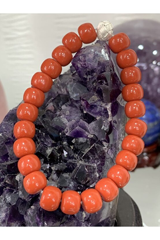 Mercan Doğal Taşlı Gümüş Aparatlı Bileklik