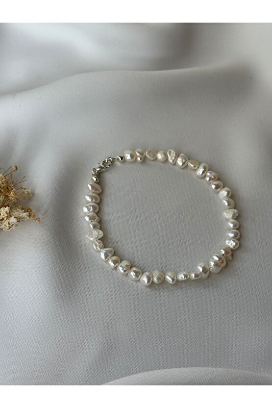 Gerçek İnci Gümüş Bileklik