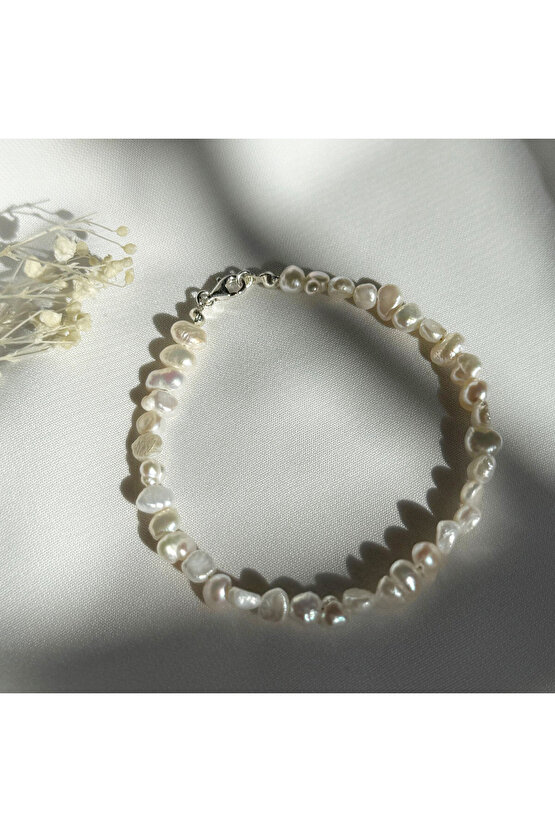 Gerçek İnci Gümüş Bileklik