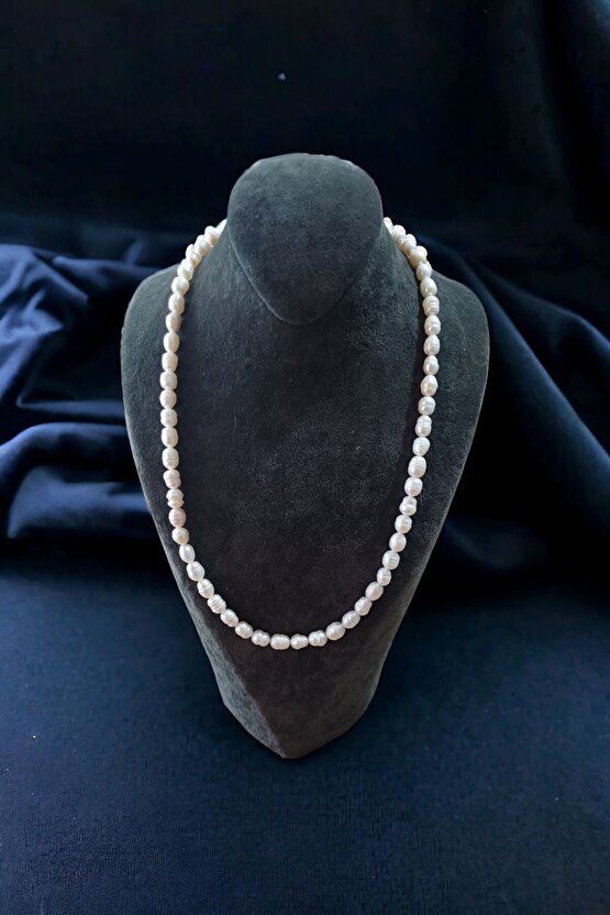 Şifalı Doğal Taş Inci Bileklik Kolye Set %100 Gerçek Inci Çelik Aparat 35 5 Cm