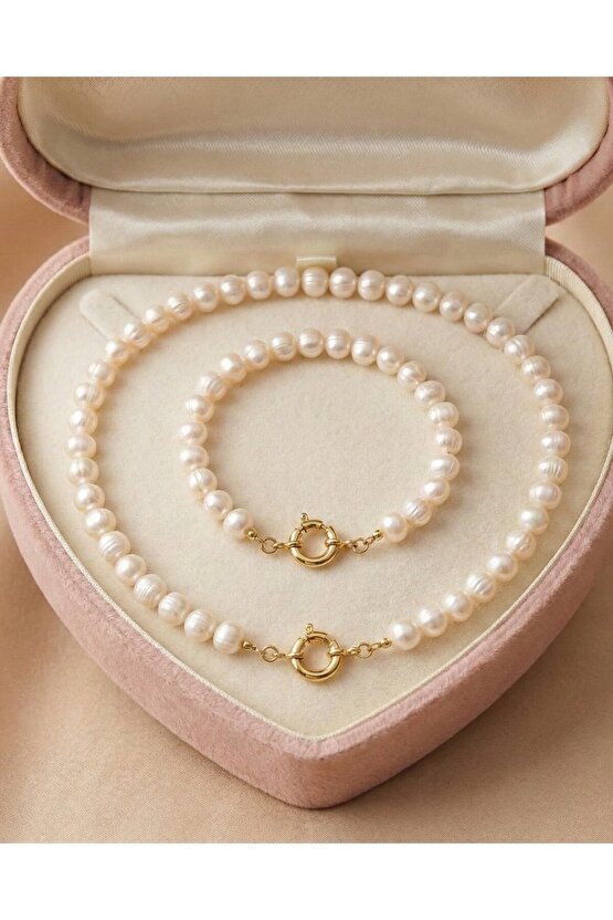 Hakiki İncili Kolye Bileklik Set