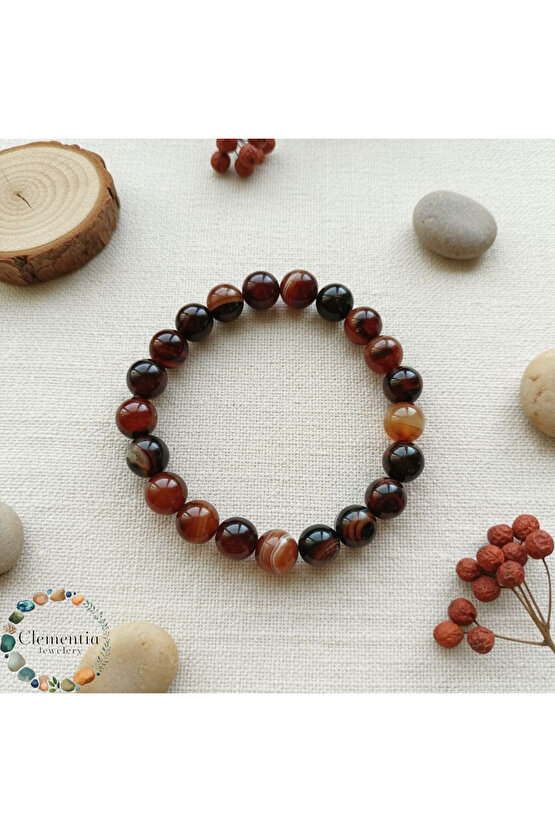 Kızıl Akik Doğaltaş Bileklik 12mm