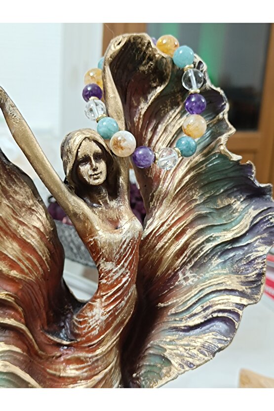 SİTRİN KRİSTAL KUVARS AKUAMARİN AMETİST ( CESARET POZİTİF ENERJİ KORUMA KALKANI ) BİLEKLİK