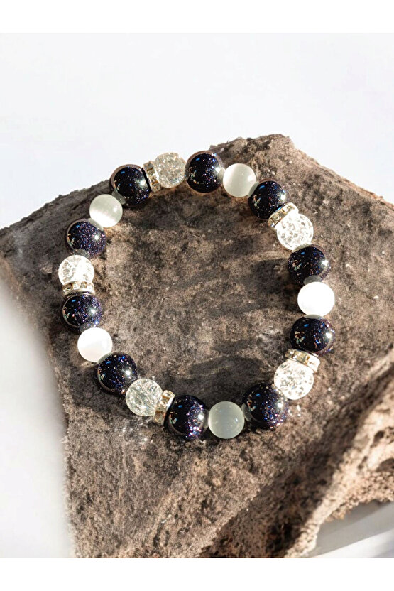 YILDIZ TAŞI (LACİVERT ) NECEF VE KEDİ GÖZÜ BİLEKLİK