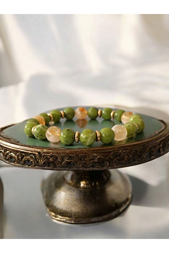 Sitrin Ve Yeşim Taşı (BOLLUK ZİHİNSEL DENGE VE POZİTİF ŞANS) Bileklik