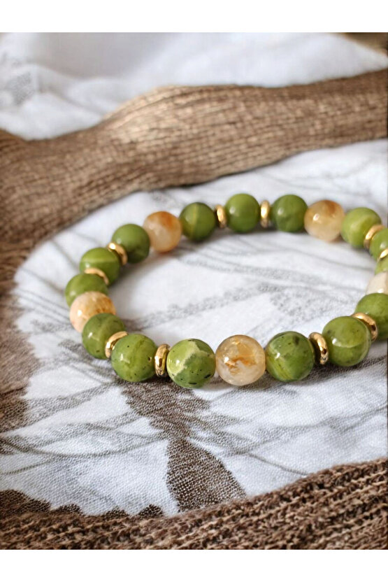 Sitrin Ve Yeşim Taşı (BOLLUK ZİHİNSEL DENGE VE POZİTİF ŞANS) Bileklik