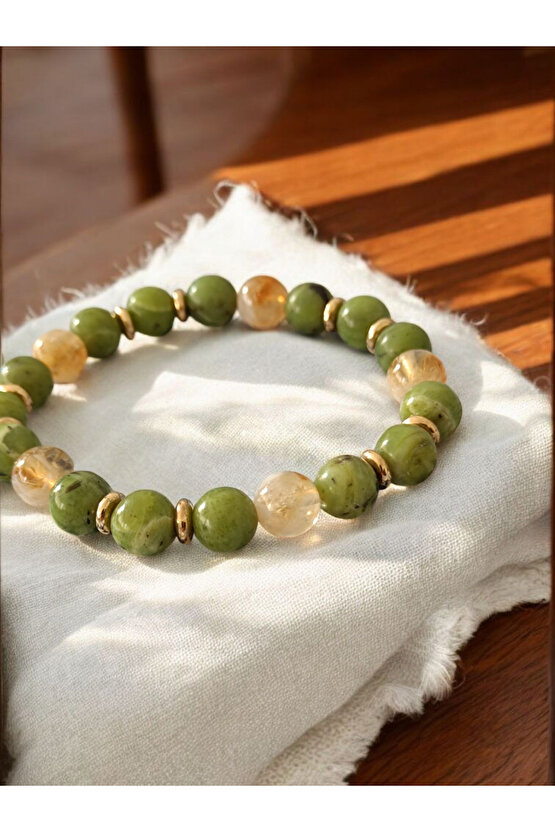 Sitrin Ve Yeşim Taşı (BOLLUK ZİHİNSEL DENGE VE POZİTİF ŞANS) Bileklik