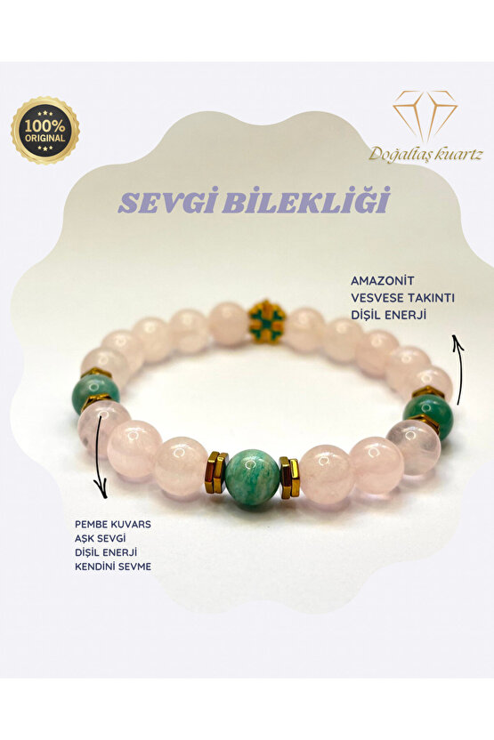 Sevgi bilekliği. Sertifikalı Orjinal doğaltaş