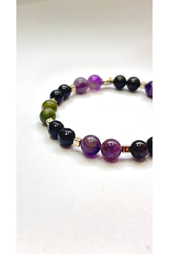 Kova burcu doğaltaş bileklik . Sertifikalı Orjinal doğaltaş