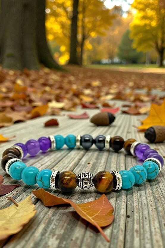 Doğaltaş - Nazar Bilekliği - Turkuaz - Kaplan Gözü - Ametist - Hematit - Unisex