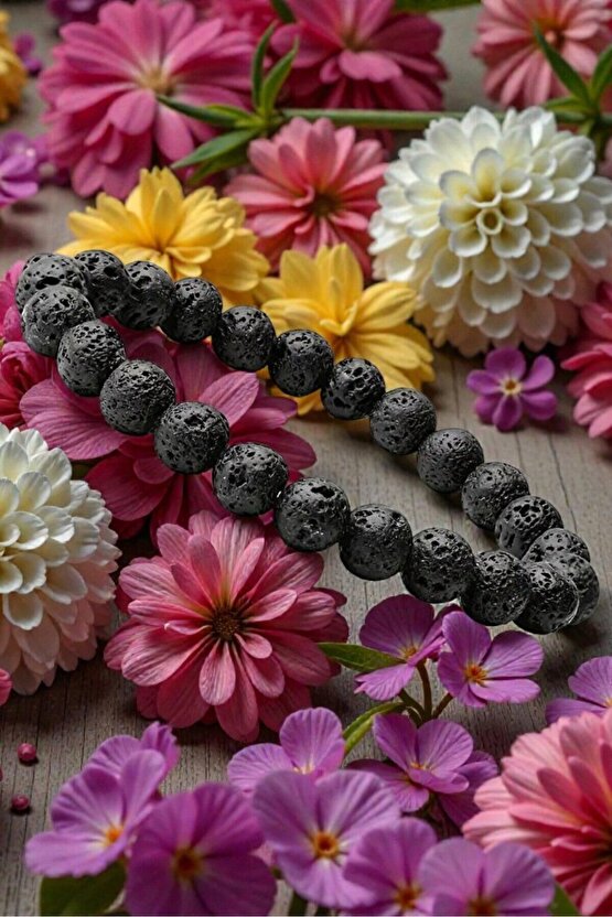 oğal Taş Lav Taşı 8mm Oniks Bileklik 23 Dizi Unisex