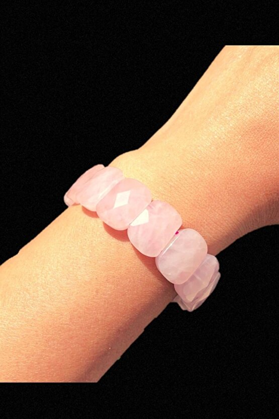 Pembe Kuvars Doğal Taş Bileklik 8 X 14 Mm Özel Kesim