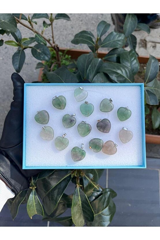 Florit Doğal Taş Kalp Kolye Ucu