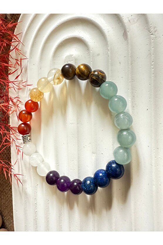 Cakra Doğal Taş Bileklik (Ametist, Kaplan Gözü, Aventurin,kristal Kuvars,akik,sitrin, Lapis)