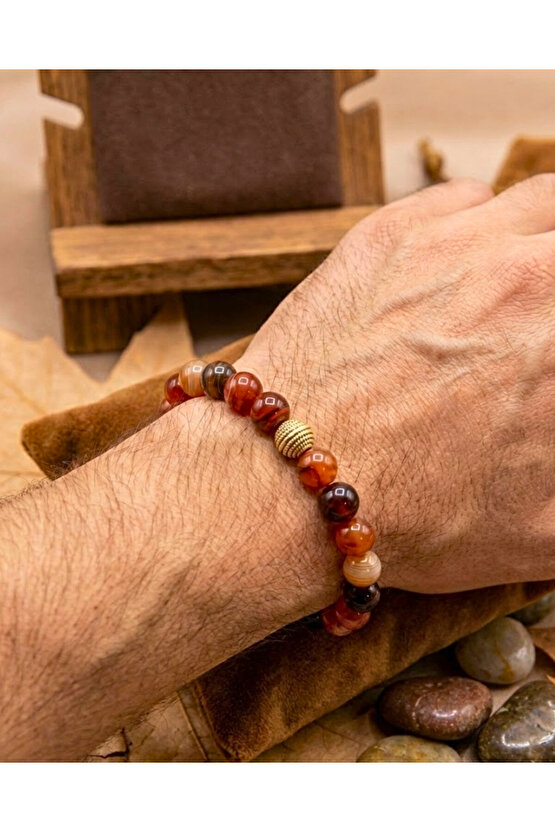 Doğal Akik Taşı Bileklik - Stres Azaltıcı ve Enerji Dengeleyici Şık Doğal Taş Tasarım