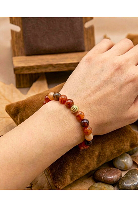 Doğal Akik Taşı Bileklik - Stres Azaltıcı ve Enerji Dengeleyici Şık Doğal Taş Tasarım