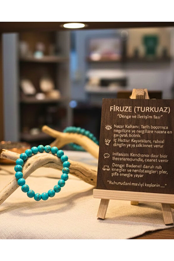 Doğal Firuze (Turkuaz) Taşı Bileklik | Nazar Koruyucu, Denge & Huzur Taşı | El Yapımı Şık Aksesuar