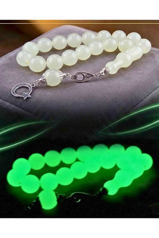 Kedi Gözü Tesbih (Gece Parlar) - Günlük Çekim - Küre Kesim -17Lik Efe Boy - Maskot Tesbih