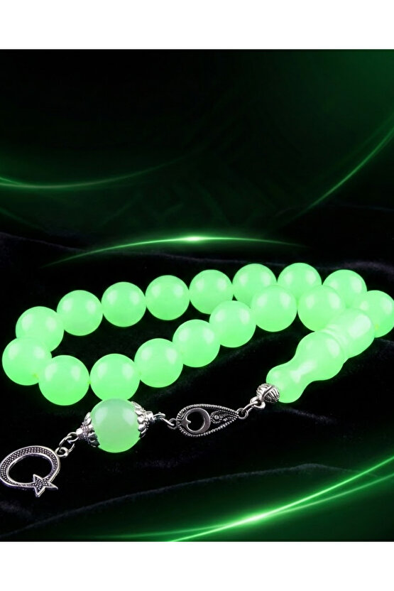 Kedi Gözü Tesbih (Gece Parlar) - Günlük Çekim - Küre Kesim -17Lik Efe Boy - Maskot Tesbih