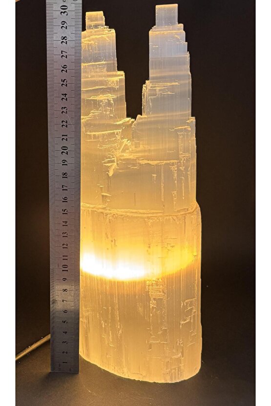 SELENİT DOĞALTAŞ TWİN TOWER LAMBA 30 CM