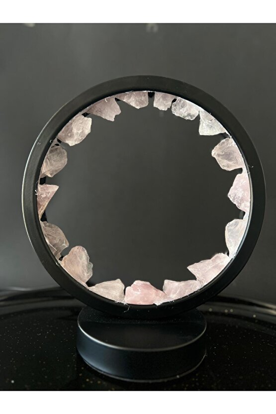 PEMBE KUVARS DOĞALTAŞ GECE LAMBASI PRİZLİ