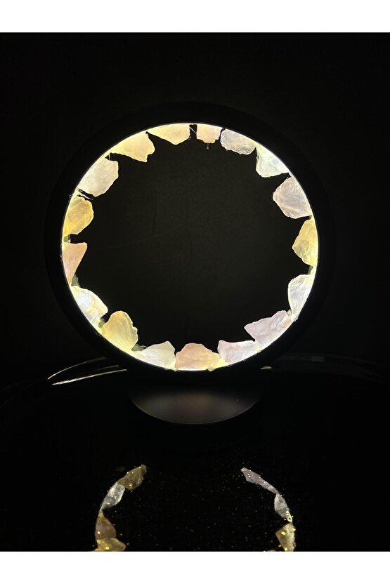 PEMBE KUVARS DOĞALTAŞ GECE LAMBASI PRİZLİ