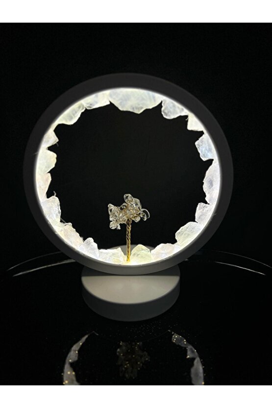 KRİSTAL KUVARS DOĞALTAŞ AĞAÇLI LAMBA