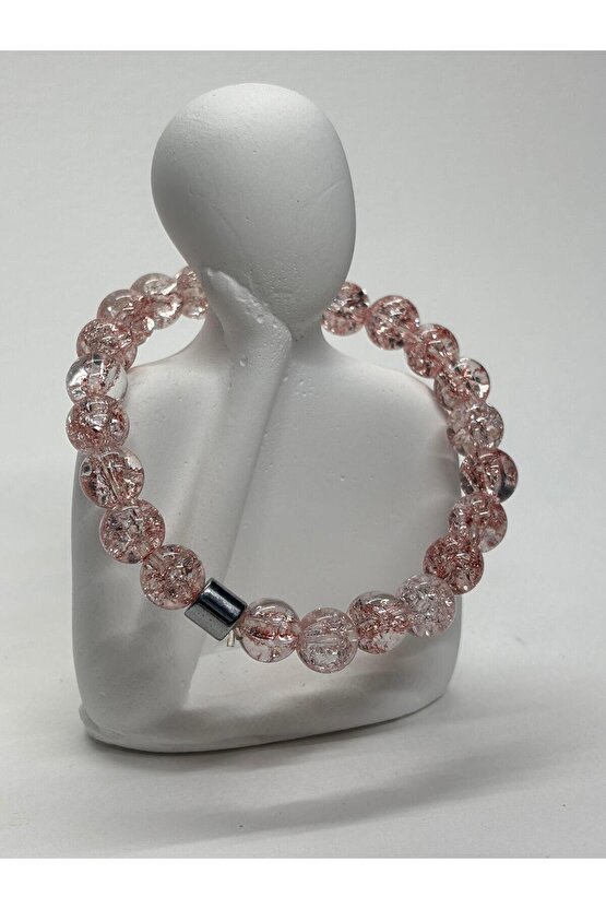 PEMBE NECEF DAĞ KRİSTALI ŞANS TAŞI DOĞALTAŞ BİLEKLİK