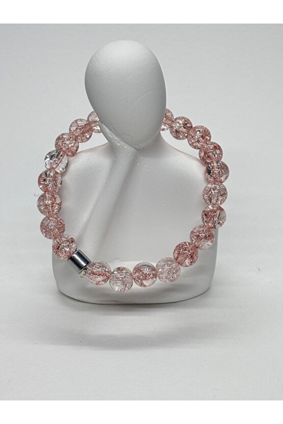 PEMBE NECEF DAĞ KRİSTALI ŞANS TAŞI DOĞALTAŞ BİLEKLİK