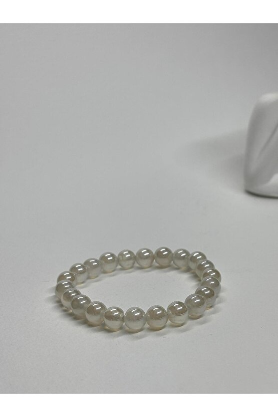 BEYAZ AYNALI AKİK DOĞALTAŞ BİLEKLİK