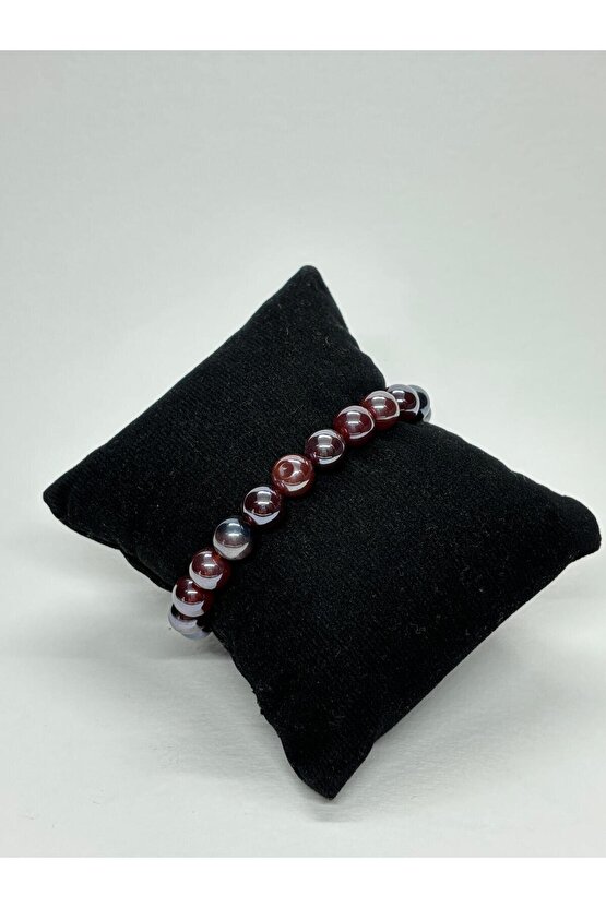 BORDO AYNALI AKİK DOĞALTAŞ BİLEKLİK