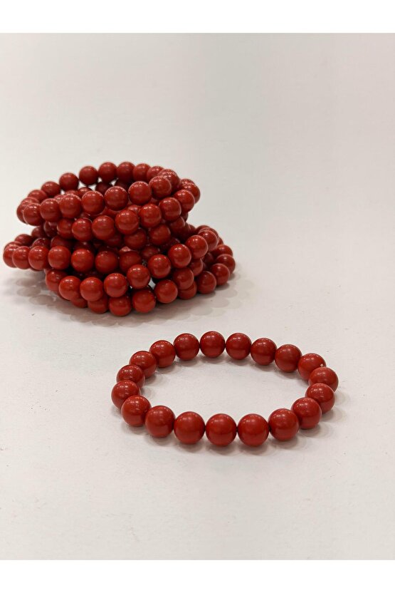 Zinobar (Zinober) Doğaltaş bileklik ( 10 mm)