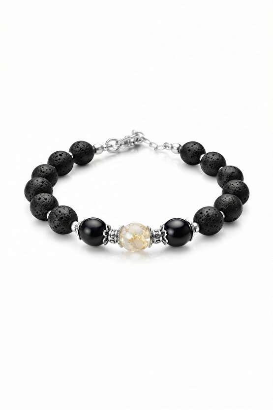 Gerçek Doğal Taş Citrine Yıldız Taşı Lava Değerli Taş Bileklik, Şifa Bilekliği, Kariyer Para Bolluk