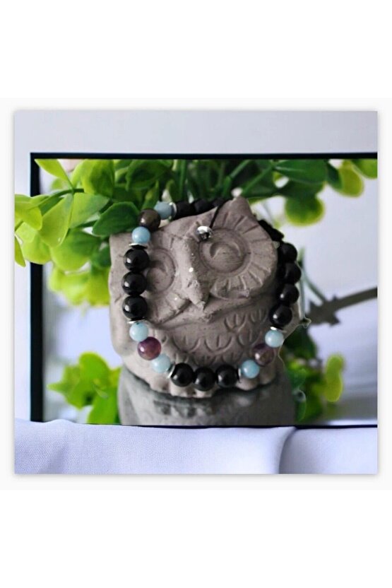 Gerçek Doğal Taş Şifa Bileklik - Cesaret Başarı Huzur Para Öğrenci (ametist,akuamarin,oniks Hematit)