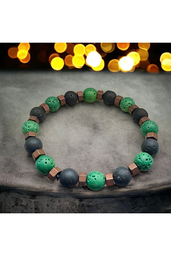 Renkli Lav Taşı ve Doğal Taşlarla El İşi; Boho Stili Erkek Bileklik , Şifa Bileklik