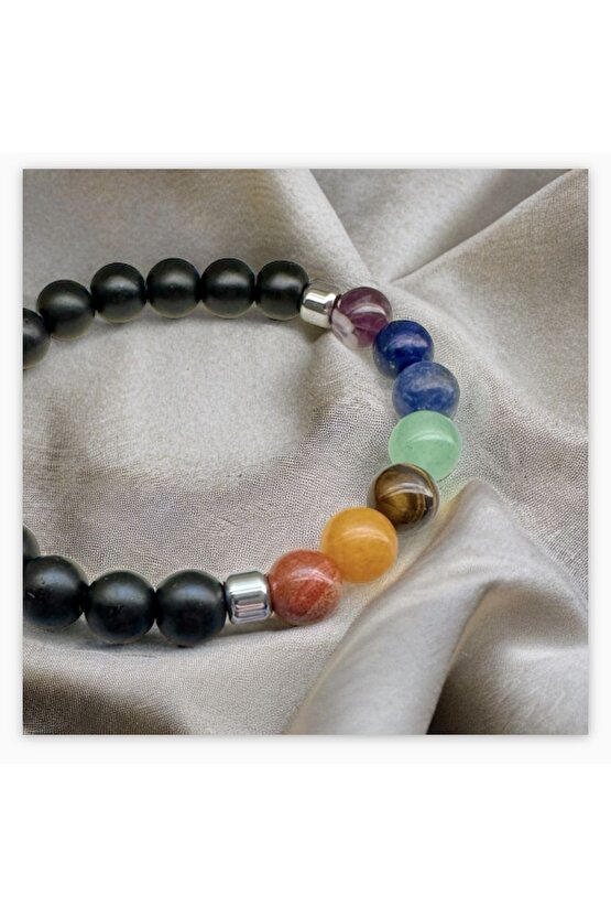 7 Çakra Doğaltaş Bileklik , Enerji , El Yapımı 7’li Çakra Bileklik