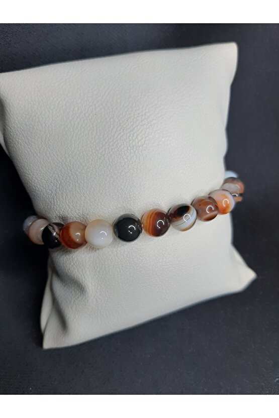 Unisex Doğal Akik Taşı Enerji Bilekliği