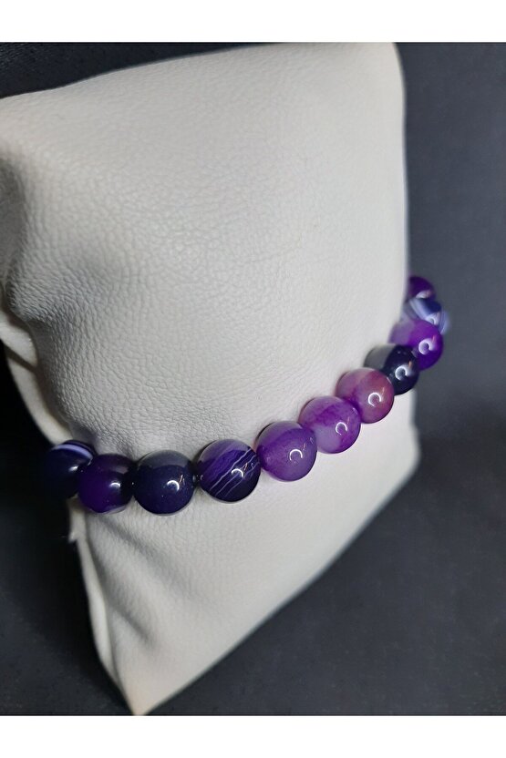 Mor Renk Doğal Akik Taşı Bileklik