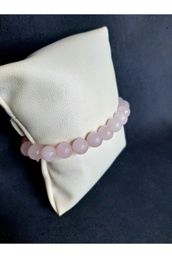 Pudra Pembesi Opsidyen Taşı Bileklik (Doğal taş)