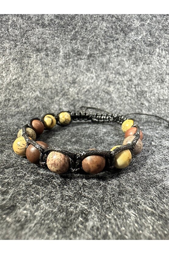 Jasper doğal taş örme bileklik modeli