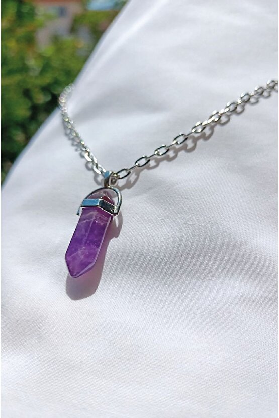 Mor Kuvars Ametist Çivi Kesim Doğal Taş