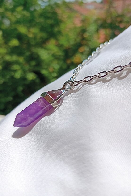 Mor Kuvars Ametist Çivi Kesim Doğal Taş