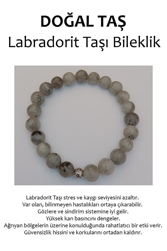Hakiki Doğal Taş Bileklik - Labradorit Taşı (labradorite)