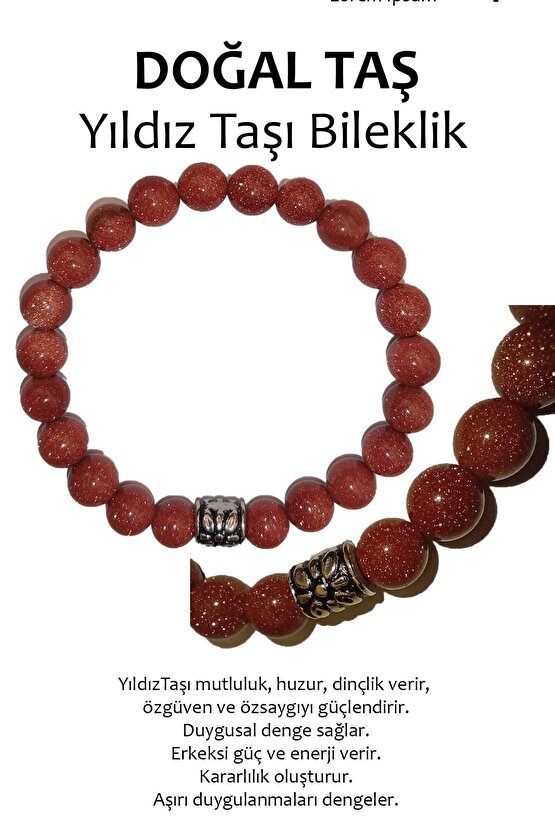 Hakiki Doğal Taş Bileklik - Yıldız Taşı (starstone)