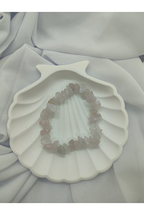 Pembe Kuvars Kırık Doğal Taş Bileklik