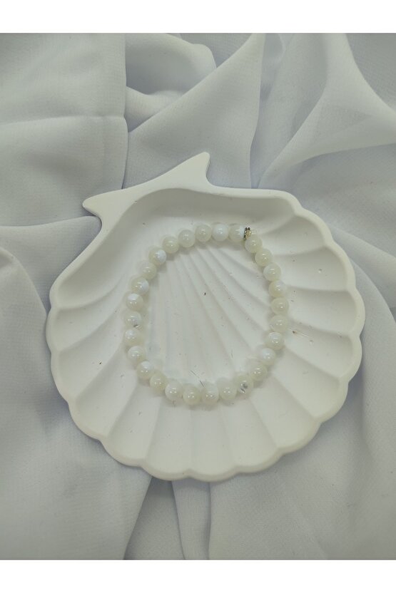 Beyaz Sedef Doğal Taş Bileklik