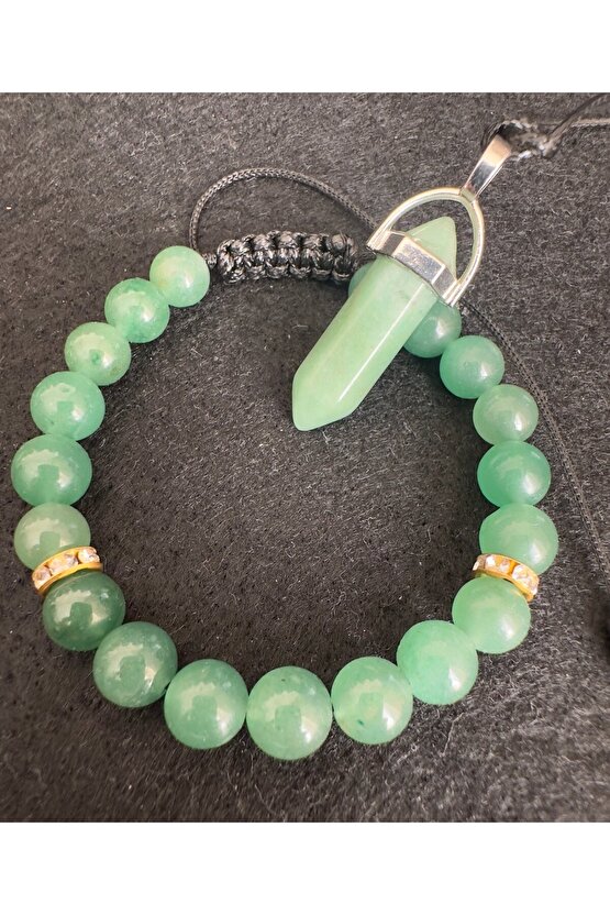 Aventurin tası bileklik+ kolye seti