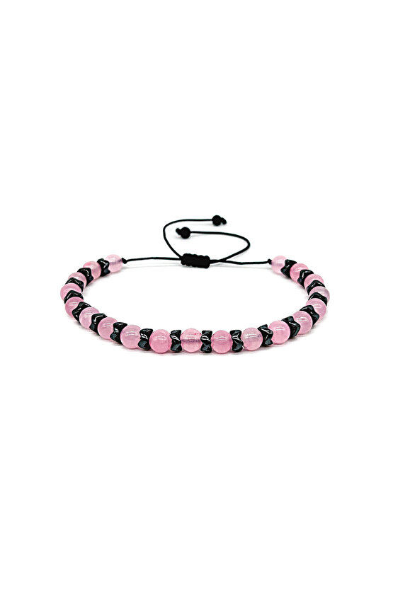 Pembe Kuvars ve Hematit Bileklik