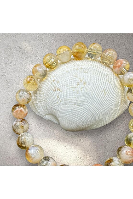 Sertifikalı Sitrin Doğaltaş Bileklik 8 Mm