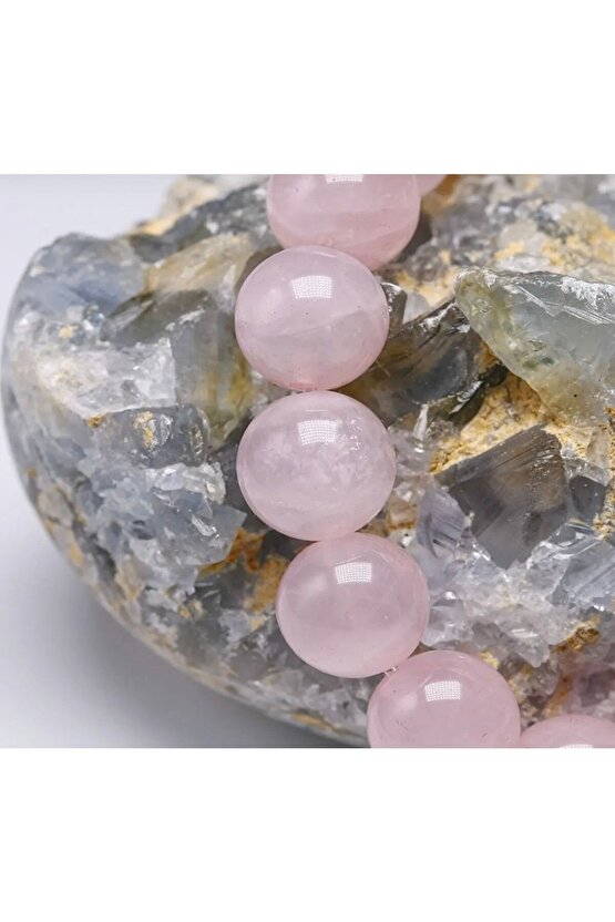 Doğal Taş Pembe Kuvars Bileklik(kalbi Iyileştirme Romantik Bağlılığı Teşvik Etme )